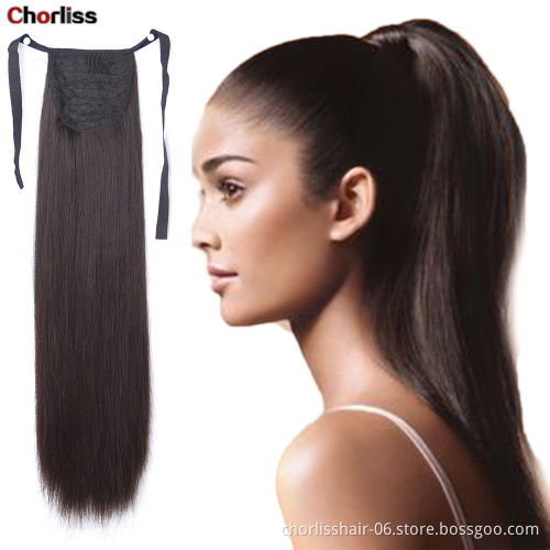 Top Quality Wholesale Price Chorliss 22 Inch Natural Color Long For Girls Synthetic Ponytail In Wrap Around Ponytail Extensions